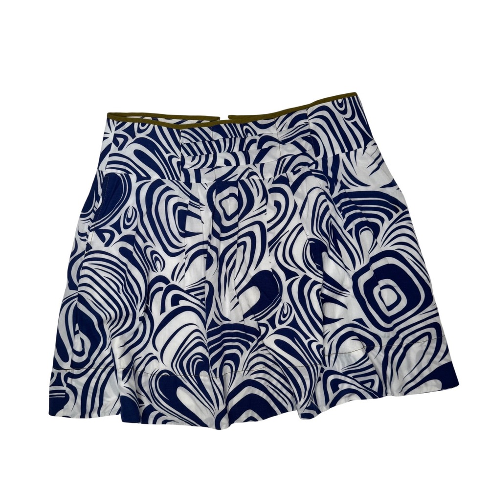 Cabi Blue White Psychedelic Swirl Print A-Line Skirt‎ Style 470 Womens Size 10